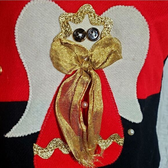 BMW Designs Vtg Christmas Angel & Stars Vest Size Large - Picture 8 of 12